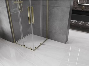 Mexen Velar L Duo, sprchový kút s posuvnými dverami 80 x 80 cm, 8mm číre sklo, zlatá lesklá, 871-080-080-02-03-50