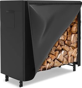 Stojan na drevo s krytom BestBerg BBFR-122C / 122 × 34 × 110 cm / čierna