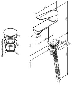 Umývadlová batéria AM.PM Hit FTA82122 jednopáková s odtokovým ventilom, čierna