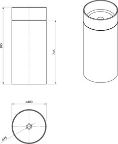 Sapho Sapho, OASIS keramické umývadlo voľne stojace ø 40x89cm, biela/dub Alabama, AS408-H3331
