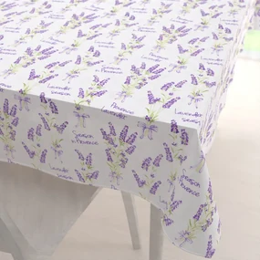 Biante Bavlnený obdĺžnikový obrus Sandra SA-294 Veľké zväzky levandúľ na bielom 120x200 cm