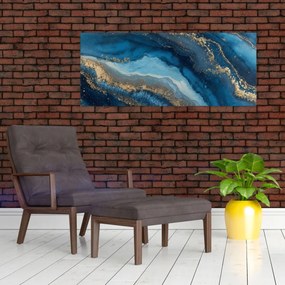 Obraz - Modrá mramorová abstrakcia (120x50 cm)