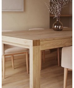 Rozkladací jedálenský stôl s prídavnou doskou v dekore duba 100x200 cm Briva – Kave Home