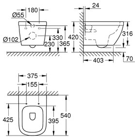 GROHE Euro Ceramic - Závesné WC, alpská biela 39538000