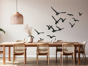 drevko Viacdielna nálepka na stenu Kŕdeľ vtákov Rozmer obrazu: 70,5 x 110 cm, Farba dekorácie: Čierna