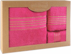 BAVLNENÉ UTERÁKY TIWANO SADA 1 KS 30X50 CM, 1 KS 50X90 CM, 1 KS 70X140 CM RUŽOVÁ