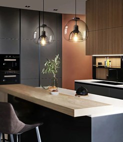 Toolight - závesné sklenené svietidlo s dymového skla E27 60W APP1027-1CP, čierna, OSW-01154