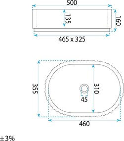 Rea Margaret, umývadlo na dosku 490x355x125 mm, čierna-imitácia kameňa, REA-U7344