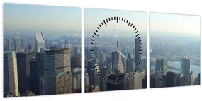 Obraz - Manhatten vo dne (s hodinami) (90x30 cm)