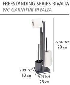 Sivý stojan na toaletný papier s WC kefou Wenko Rivalta