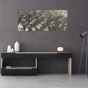 Obraz - Stádo pakoňov (120x50 cm)