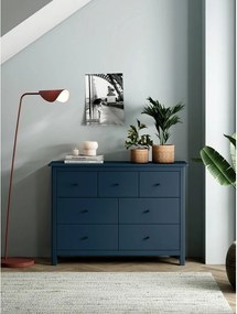 Tmavomodrá nízka komoda z borovicového dreva 110x80 cm Misti - Marckeric
