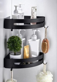 Čierna rohová polička do kúpeľne MYZEA - 2 kusy