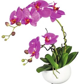 Umelá orchidea phalaenopsis v keramickej miske 42 cm lila Real Touch