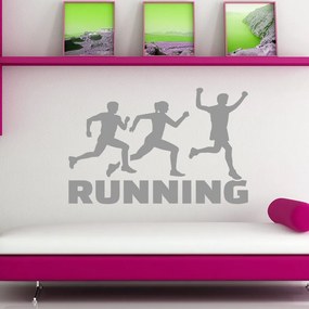 Veselá Stena Samolepka Running Farba: šedá, Veľkosť: 100 x 77 cm