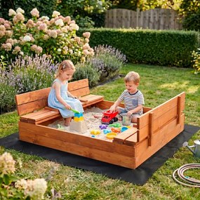 Drevené uzavreté pieskovisko 120x120 cm Springos SB120SET - impregnované