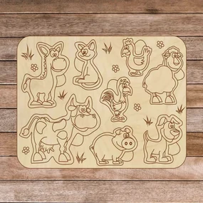 Detská drevená puzzle vkladačka - Zvieratká na farme 8 dielikov | SENTOP H024