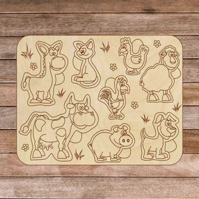 Detská drevená puzzle vkladačka - Zvieratká na farme 8 dielikov | SENTOP H024