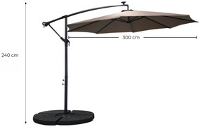Zahradní slunečník Houseland Mavex s LED osvětlením 300 cm tmavě hnědý