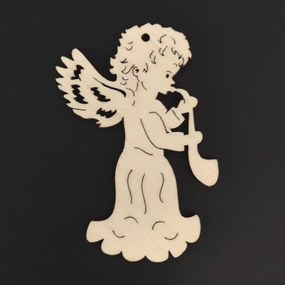 AMADEA Drevená ozdoba anjel so saxofónom 8 cm