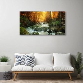 Obraz Canvas Vodopád príroda les jeseň 125x50 cm
