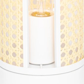 Orientálna stolná lampa biela s ratanom 12 cm - Akira