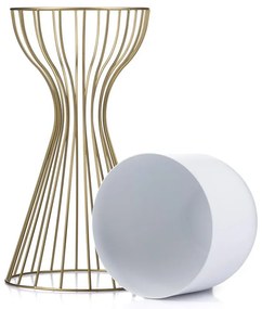 KOVOVÝ KVETINÁČ SO STOJANOM GLAM 46X20 CM BIELA/ZLATÁ