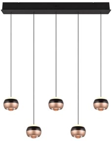 LED závesné svietidlo s kovovým tienidlom v čierno-medenej farbe Orbit - Trio Select
