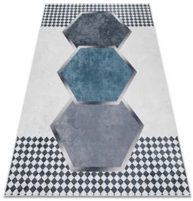 Koberec protišmykový ANDRE 1863 Romby, geometrický - biely / čierny