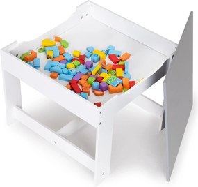 Detský set: stolík s obojstrannou tabuľou + 2 stoličky ECOTOYS (MDF, úložný priestor)