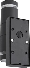 Moderné vonkajšie nástenné svietidlo čierne 2-svetelné IP44 so snímačom pohybu - Dubbla