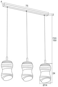 Argon 1366 - LED Luster na lanku COMO 3xLED/5W/230V