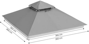 MultiGarden Strecha na záhradný pavilón 3x3 m vodotesné - sivá MultiGarden