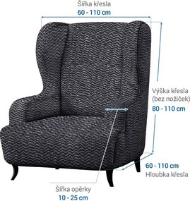 Bielastické poťahy CRISTINA antracitová kreslo ušiak (š. 60 - 110 cm)