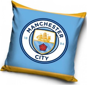 Velúrový vankúš Manchester City FC - motív Logo - 40 x 40 cm