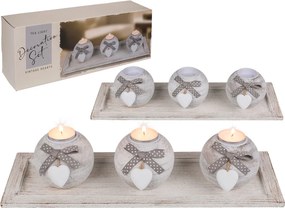 GiftyCity Drevená dekoratívna súprava svietnikov, srdce