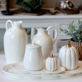 Biela antik dekorácia tekvice Pumpkin gold - Ø 5*7 cm