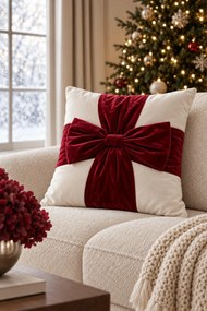 Obliečka na vankúš CHRISTMAS BOW biela 45x45 cm
