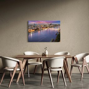 Obraz nočného mesta Bratislavy s riekou (90x60 cm)