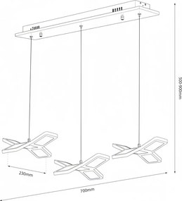 Závesné LED svietidlo Pixels, 3x LED 75w, 4000k, w