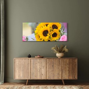 Obraz svadobnej kytice zo slnečníc (120x50 cm)