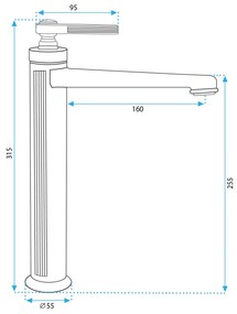 Rea Monaco, vysoká umývadlová batéria h-310, chrómová, REA-B2503