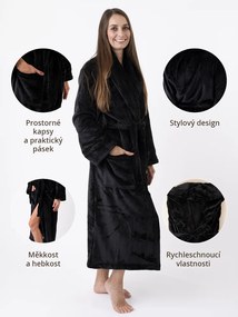 Mikroplyšový župan Mia - Laura čierna veľkosť L