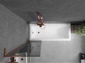 Mexen Next L, 1-krídlová vaňová zástena 50 x 150 cm, 6mm šedé sklo, ružové zlato profil, 895-050-000-03-40-60