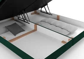 Posteľ Parana 160x200 cm, fľaškovo zelená zamatová látka