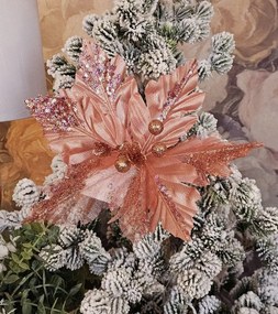 Ružová umelá rastlina vianočná hviezda Poinsettia - Ø 25*38 cm