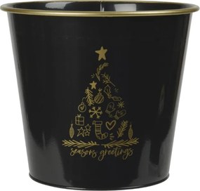 Vianočný kvetináč SEASONS GREETINGS 30 cm, čierna / zlatá