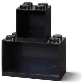 Súprava 2 detských čiernych nástenných políc LEGO® Brick