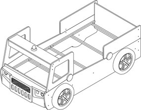 Detská posteľ Spark 90x200 cm, červené hasičské auto s osvetlením