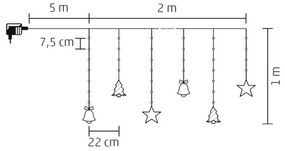 LED Vianočná vonkajšia reťaz 186xLED 7m IP44 studená biela